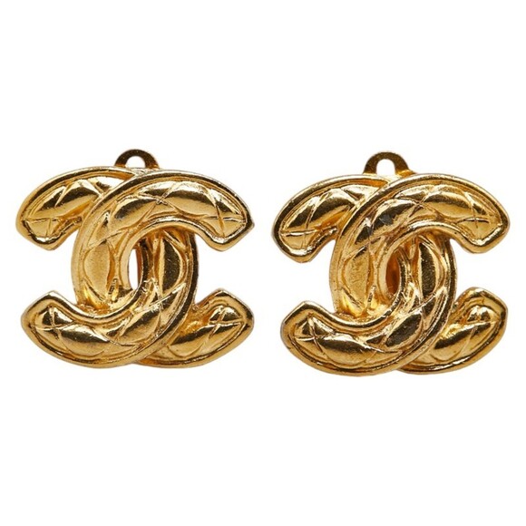 CHANEL Gold Coco Mark Earrings - Picture 1 of 5